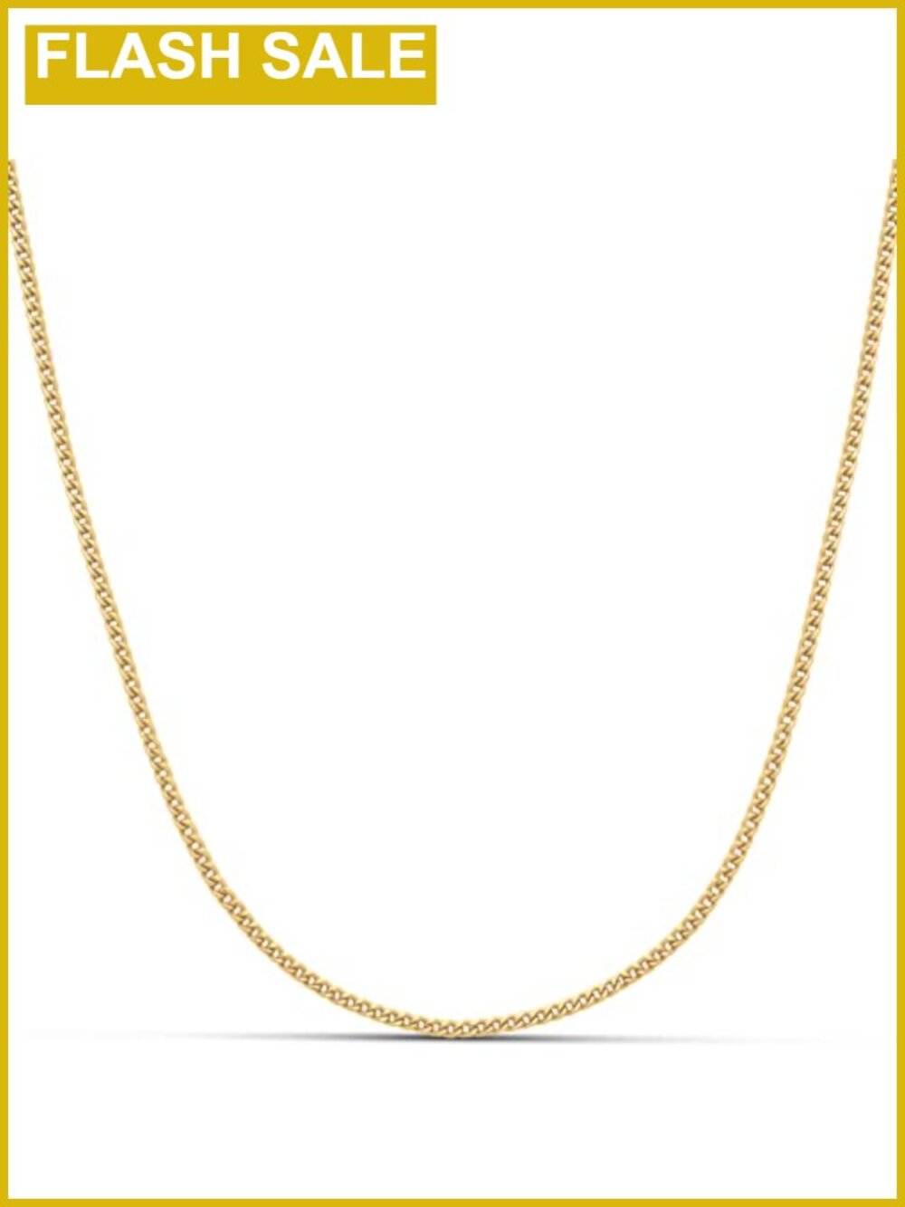 14K Gold Plated Baby Curb Chain Necklace 18" Layering